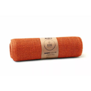 Rouleau de toile de jute orange brique 30 cm aux bords effilochés pour décor floral d'automne