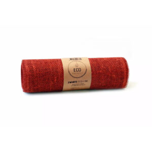 Rouleau de toile de jute rouge 30 cm aux bords effilochés pour décor floral de Noël