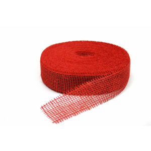 Rouleau de ruban en jute rouge à mailles ajourées pour couronnes et décors de Noël de fleuriste