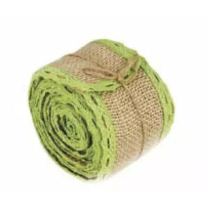 Rouleau de ruban de jute naturelle bordé de dentelle vert anis pour décor floral de printemps