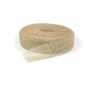 Rouleau de ruban de jute beige en maille ajourée 50 mm pour liage de bouquets de fleuriste