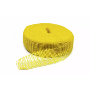 Rouleau de ruban de jute jaune en maille ajourée 50 mm pour bouquets de printemps de fleuriste