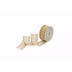 Bobine de ruban en jute naturelle ajouré à motif ondulé pour bouquets champêtres de fleuriste