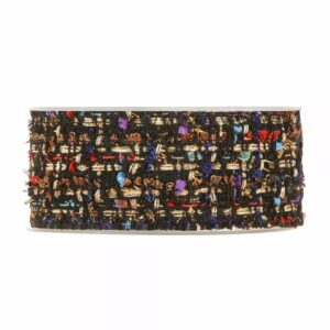 Bobine de ruban en laine effet tweed noir et multicolore pour décor de Noël