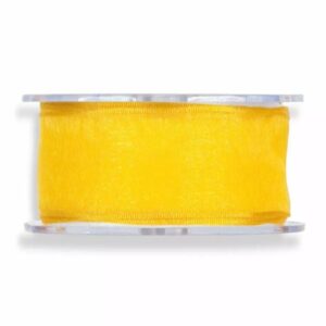 Rouleau de ruban organza jaune translucide de 38 mm pour nouer bouquets de printemps de fleuriste