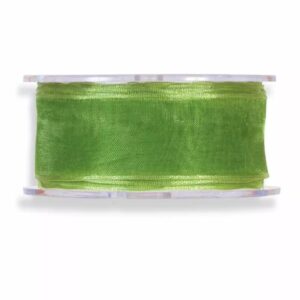 Rouleau de ruban organza vert pomme translucide de 38 mm pour bouquets et compositions de fleuriste