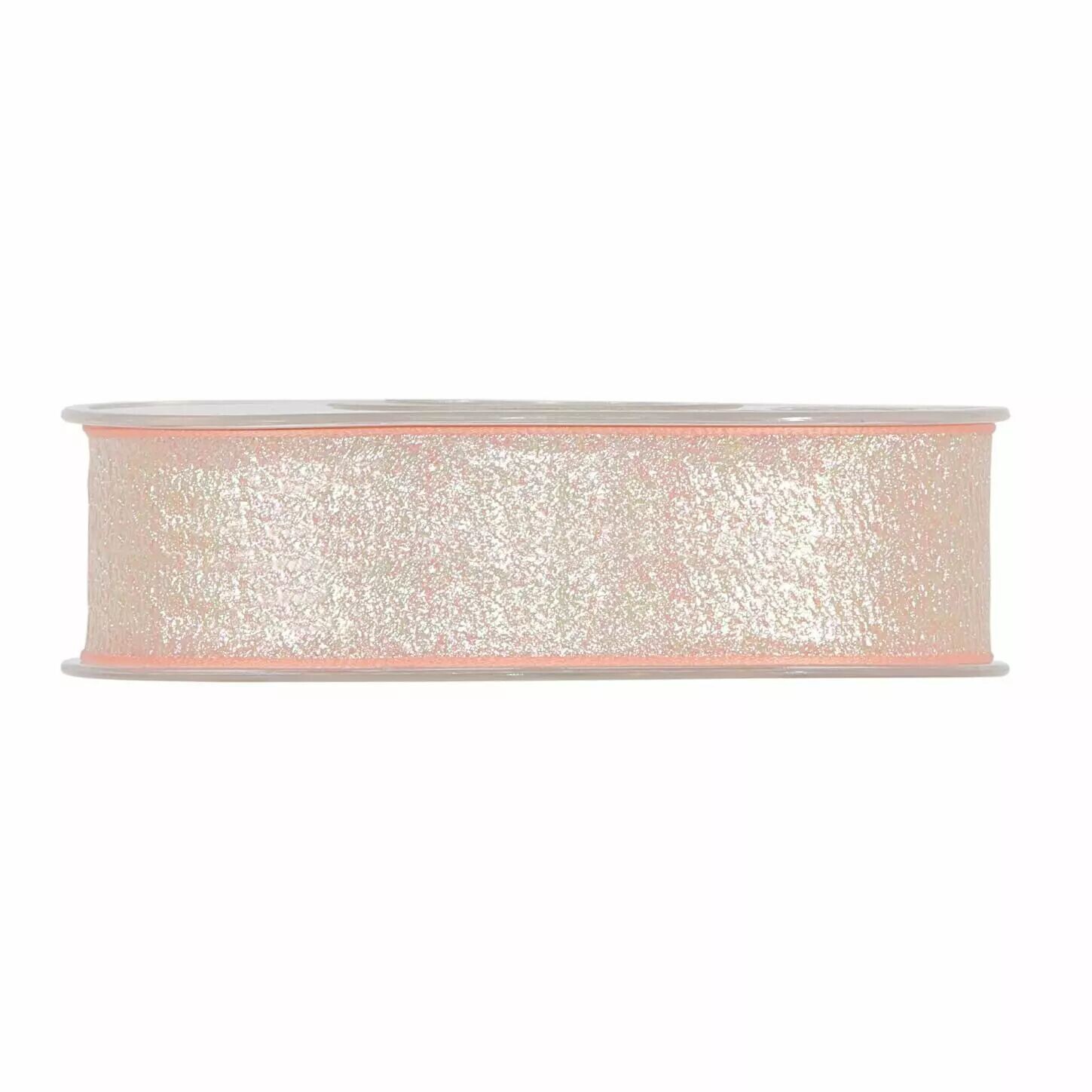 Ruban organza saumon clair pailleté irisé pour bouquets et coffrets cadeaux de fleuriste