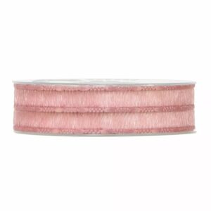 Rouleau de ruban polyester vieux rose à bandes effet frangé pour bouquets de mariage de fleuriste