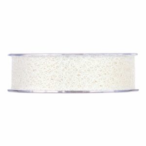 Rouleau de ruban ajouré crème en résille de fibres entremêlées pour décoration florale de mariage