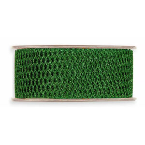 Bobine de ruban résille verte pailletée à mailles en nid d'abeille pour décorations florales de Noël