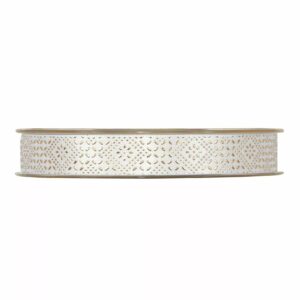 Ruban satin blanc à motif géométrique doré pour bouquets de mariage et emballages cadeaux de fleuriste