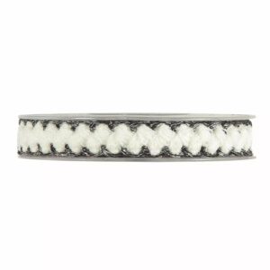 Bobine de ruban tressé blanc effet laine bordé de fil métallisé pour décor de Noël