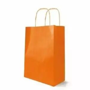 Sac en kraft orange à anses en papier torsadé pour petits achats en boutique de fleuriste