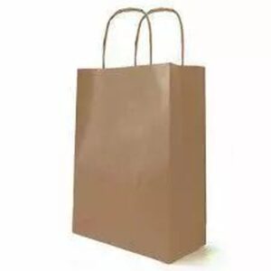 Sac en kraft brun naturel à anses en papier torsadé pour ventes à emporter en boutique de fleurs