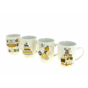 Tasses en céramique blanche à décors de Noël or et blanc pour mini plantes et cadeaux de fin d'année